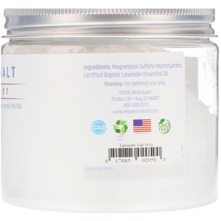 White Egret Personal Care, Epsom Salt, Lavender, 16 oz (454 g):حمام معدني, زي,ت