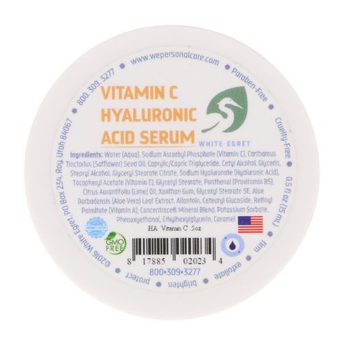 White Egret Personal Care, Vitamin C Hyaluronic Acid Serum, 0.5 oz فوائد