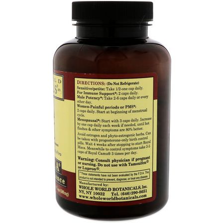 Whole World Botanicals, Royal Maca, 500 mg, 180 Gel Caps:Maca, المعالجة المثلية