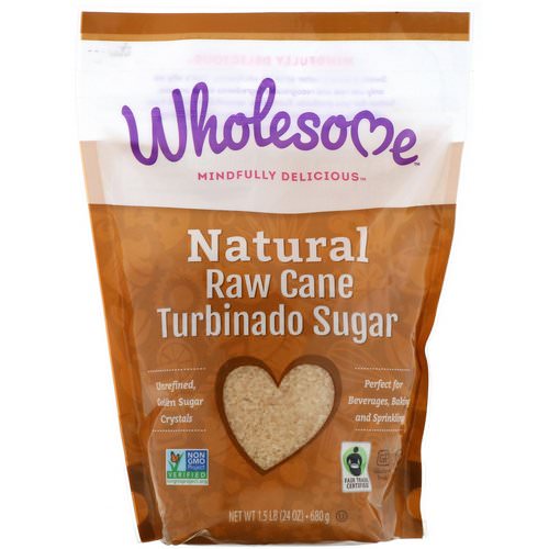 Wholesome, Natural Raw Cane, Turbinado Sugar, 1.5 lbs (24 oz.) - 680 g فوائد