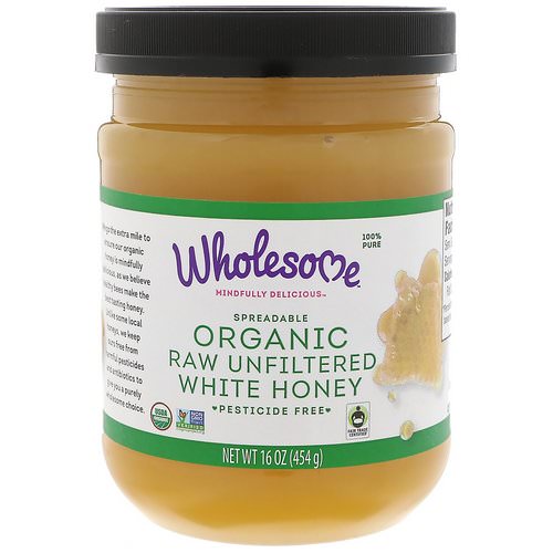 Wholesome, Organic, Spreadable Raw Unfiltered White Honey, 16 oz (454 g) فوائد