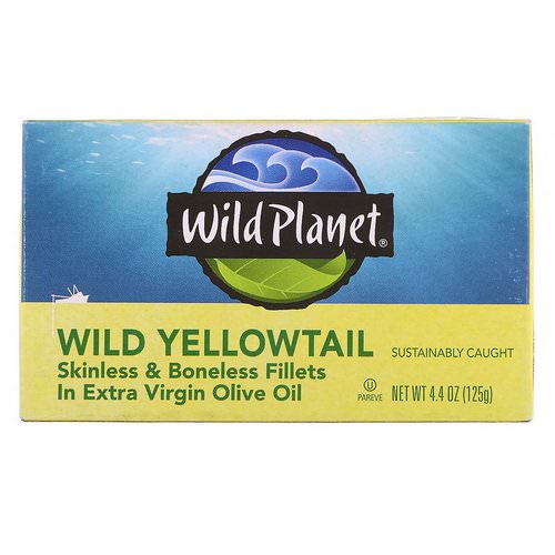 Wild Planet, Wild Yellowtail Skinless & Boneless Fillets In Extra Virgin Olive Oil, 4.4 oz (125 g) فوائد