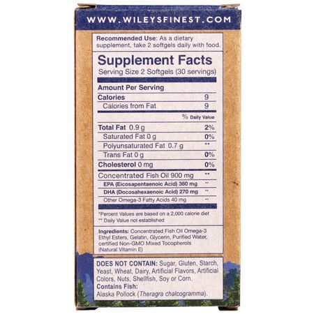 Wiley's Finest, Wild Alaskan Fish Oil, Easy Swallow Minis, 450 mg, 60 Softgels:زيت السمك أوميغا 3, EPA DHA