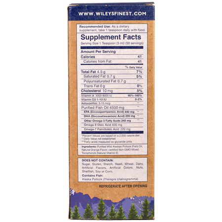Wiley's Finest, Wild Alaskan Fish Oil, Orange Burst, 660 mg, 8.4 fl oz. (250 ml):زيت السمك أوميغا 3, EPA DHA