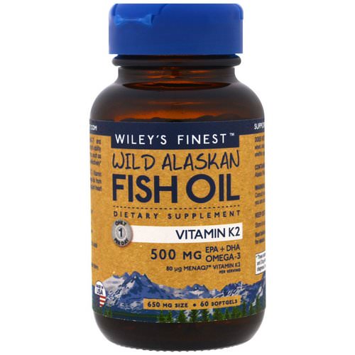 Wiley's Finest, Wild Alaskan Fish Oil, Vitamin K2, 60 Fish Oil Softgels فوائد