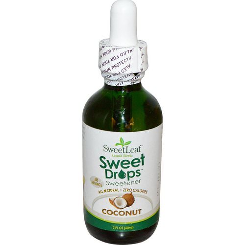 Wisdom Natural, SweetLeaf Liquid Stevia, Sweet Drops Sweetener, Coconut, 2 fl oz (60 ml) فوائد