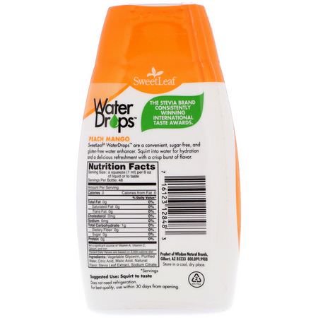 Wisdom Natural, SweetLeaf, Water Drops, Delicious Stevia Water Enhancer, Peach Mango, 1.62 fl oz (48 ml):معززات المشر,بات, الكريمات