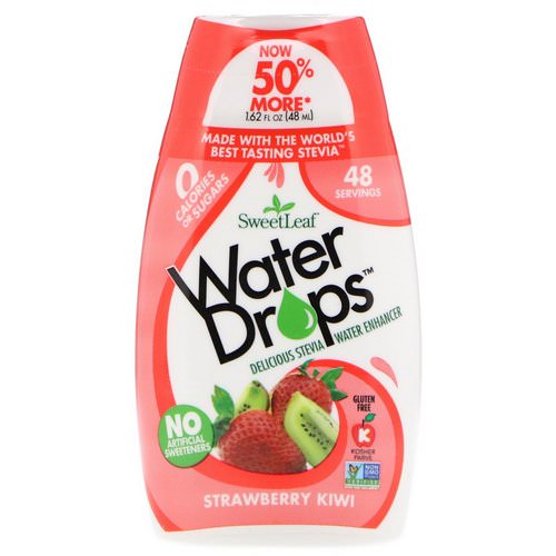 Wisdom Natural, SweetLeaf, Water Drops, Delicious Stevia Water Enhancer, Strawberry Kiwi, 1.62 fl oz (48 ml) فوائد