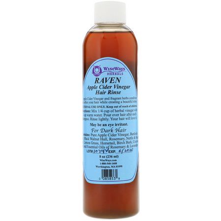 WiseWays Herbals, Raven, Apple Cider Vinegar Hair Rinse, For Dark Hair, 8 oz (236 ml):فر,ة الرأس, العناية بالشعر