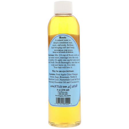 WiseWays Herbals, Roots, Apple Cider Vinegar Hair Rinse, For All Hair, 8 oz (236 ml):فر,ة الرأس العناية, العناية بالشعر