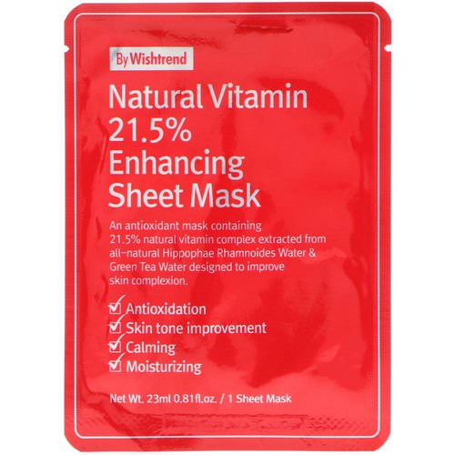 Wishtrend, Natural Vitamin 21.5% Enhancing Sheet Mask, 1 Mask, 0.81 fl oz (23 ml) فوائد