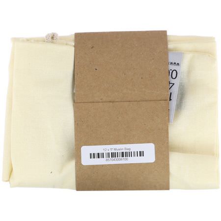 Wowe, Certified Organic Cotton Muslin Bag, 1 Bag, 12 in x17 in:أكياس التس,ق