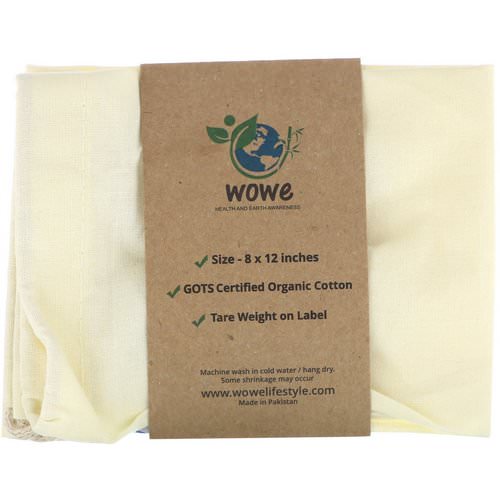 Wowe, Certified Organic Cotton Muslin Bag, 1 Bag, 8 in x 12 in فوائد