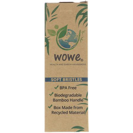 Wowe, Natural Bamboo Toothbrush, Soft Bristles, 4 Pack:فرش الأسنان, العناية بالفم