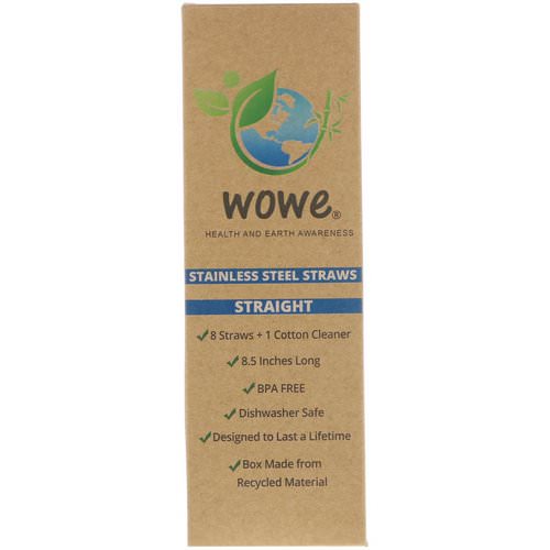 Wowe, Stainless Steel Straws, Straight, 8 Straws + 1 Cotton Cleaner فوائد
