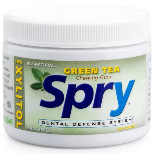 Xlear, Spry, Chewing Gum, Green Tea, Sugar-Free, 100 Count, (108 g) فوائد