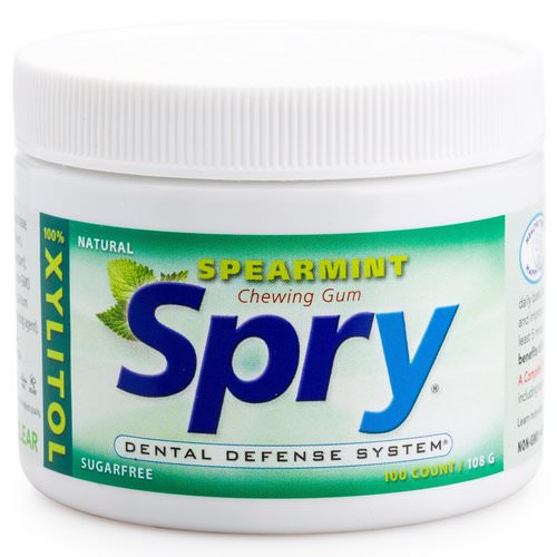 Xlear, Spry, Chewing Gum, Spearmint, Sugar Free, 100 Count (108 g) فوائد
