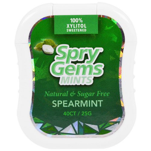 Xlear, Spry Gems, Mints, Spearmint, 40 Count, 25 g فوائد