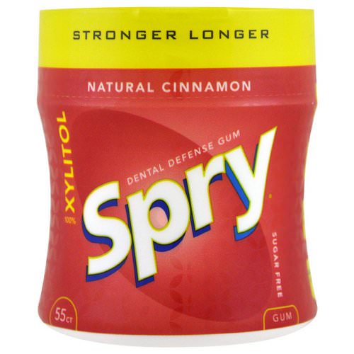 Xlear, Spry, Stronger Longer Dental Defense Gum, Natural Cinnamon, Sugar Free, 55 Count فوائد