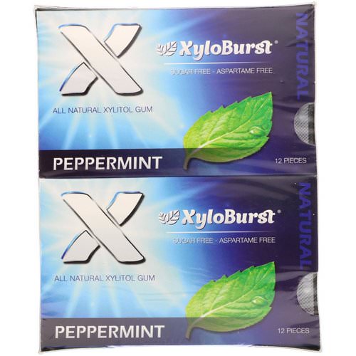 Xyloburst, All Natural Xylitol Gum, Peppermint, 12 Packs, 12 Pieces per Pack فوائد