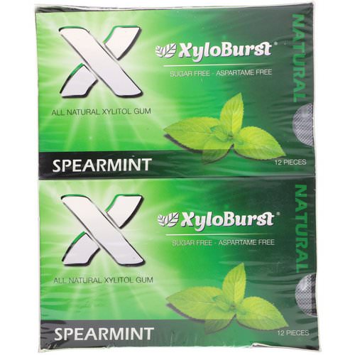 Xyloburst, All Natural Xylitol Gum, Spearmint, 12 Packs, 12 Pieces per Pack فوائد