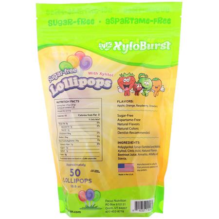 Xyloburst, Sugar-Free Lollipops with Xylitol, Assorted Flavors, 50 Lollipops (18.6 oz):حل,ى, ش,ك,لاتة