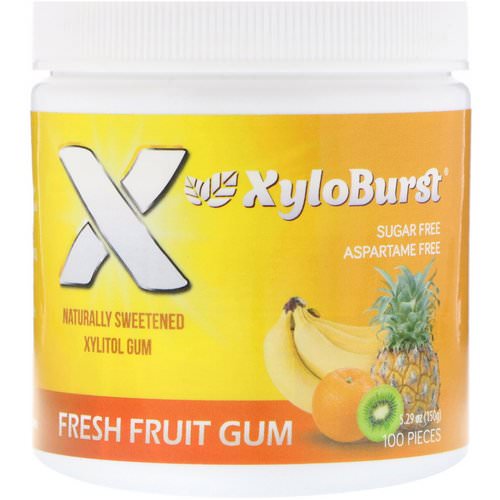 Xyloburst, Xylitol Chewing Gum, Fresh Fruit, 5.29 oz (150 g), 100 Pieces فوائد