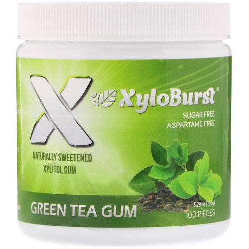 Xyloburst, Xylitol Chewing Gum, Green Tea, 100 Pieces, 5.29 oz (150 g) فوائد