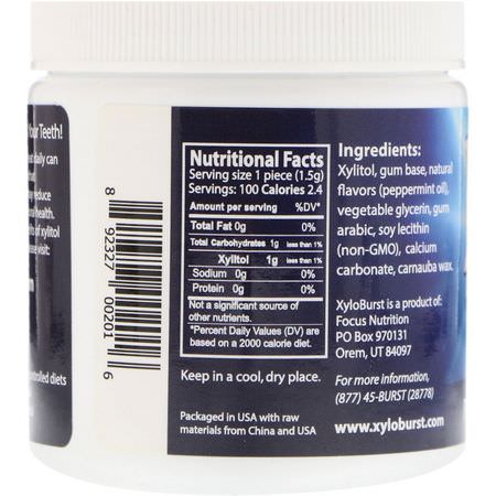 Xyloburst, Xylitol Chewing Gum, Peppermint, 5.29 oz (150 g), 100 Pieces:صمغ, معينات