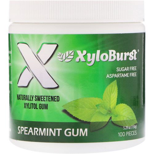 Xyloburst, Xylitol Chewing Gum, Spearmint, 5.29 oz (150 g), 100 Pieces فوائد