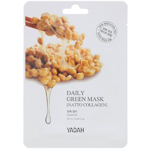 Yadah, Daily Green Mask, Natto Collagen, 1 Sheet, 0.84 fl oz (25 ml) فوائد