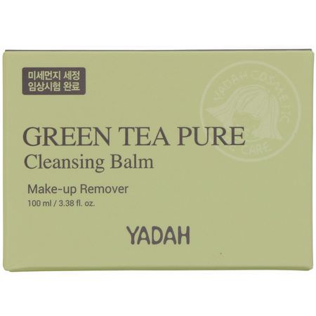 Yadah, Green Tea Pure Cleansing Balm, 3.38 fl oz (100 ml):مناديل, مزيل مكياج