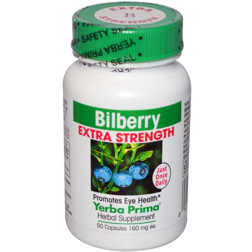 Yerba Prima, Bilberry Extra Strength, 160 mg, 50 Capsules فوائد