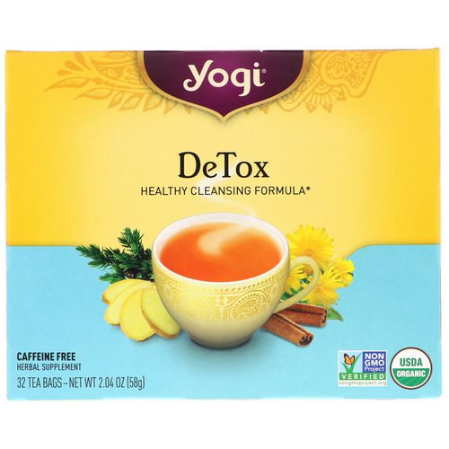 Yogi Tea, Detox, Caffeine Free, 32 Tea Bags, 2.04 oz (58 g) فوائد