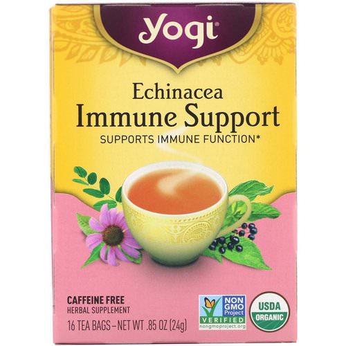 Yogi Tea, Echinacea Immune Support, Caffeine Free, 16 Tea Bags, .85 oz (24 g) فوائد