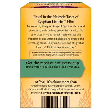 Yogi Tea, Egyptian Licorice Mint, Caffeine Free, 16 Tea Bags, 1.12 oz (32 g):شاي النعناع, شاي عرق الس,س