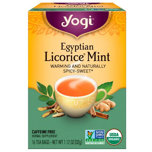 Yogi Tea, Egyptian Licorice Mint, Caffeine Free, 16 Tea Bags, 1.12 oz (32 g) فوائد