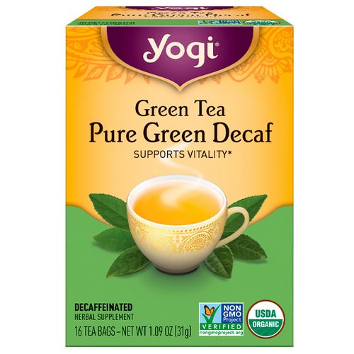 Yogi Tea, Green Tea, Pure Green Decaf, 16 Tea Bags, 1.09 oz (31 g) فوائد