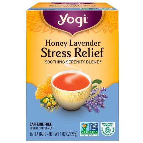 Yogi Tea, Organic, Honey Lavender Stress Relief, Caffeine Free, 16 Tea Bags, 1.02 oz (29 g) فوائد