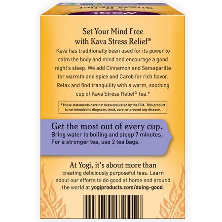 Yogi Tea, Kava Stress Relief, Caffeine Free, 16 Tea Bags, 1.27 oz (36 g):شاي طبي, شاي أعشاب