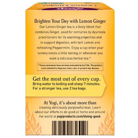 Yogi Tea, Lemon Ginger, Caffeine Free, 16 Tea Bags, 1.27 oz (36 g):شاي الف,اكه, الشاي الطبي