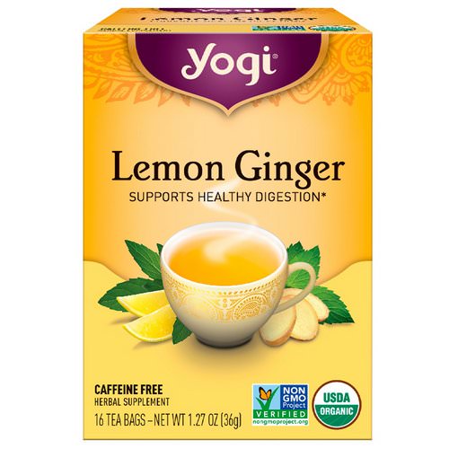 Yogi Tea, Lemon Ginger, Caffeine Free, 16 Tea Bags, 1.27 oz (36 g) فوائد