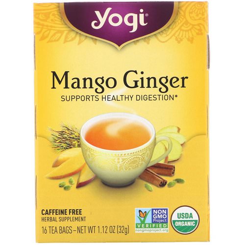 Yogi Tea, Organic Mango Ginger, Caffeine Free, 16 Tea Bags, 1.12 oz (32 g) فوائد