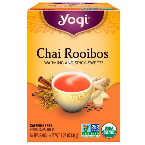 Yogi Tea, Organic, Chai Rooibos, Caffeine Free, 16 Tea Bags, 1.27 oz (36 g) فوائد