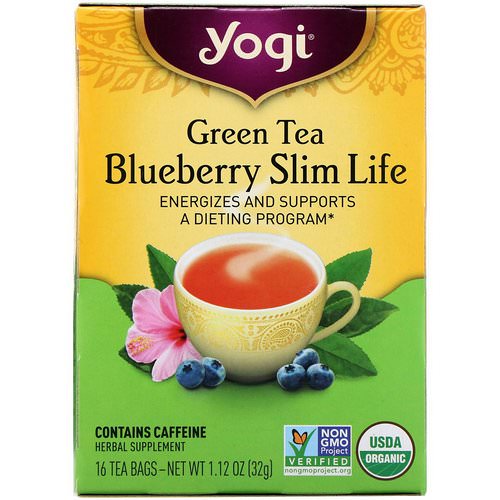 Yogi Tea, Organic, Green Tea Blueberry Slim Life, 16 Tea Bags, 1.12 oz (32 g) فوائد