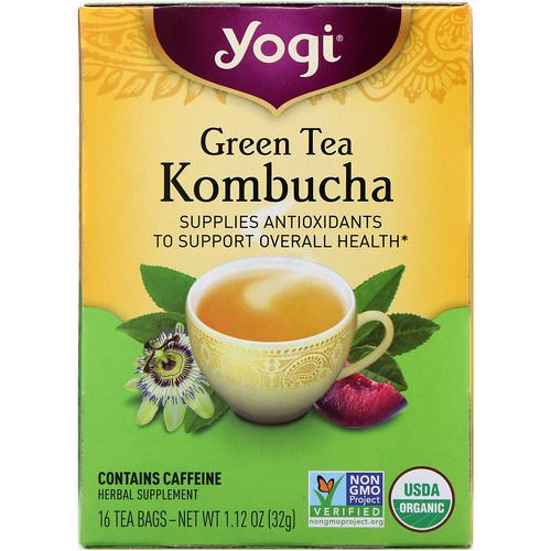 Yogi Tea, Organic, Green Tea Kombucha, 16 Tea Bags, 1.12 oz (32 g) فوائد