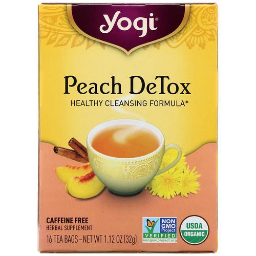 Yogi Tea, Peach DeTox, Caffeine Free, 16 Tea Bags, 1.12 oz (32 g) فوائد