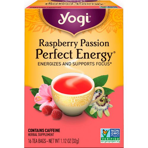 Yogi Tea, Raspberry Passion, Perfect Energy, 16 Tea Bags, 1.12 oz (32 g) فوائد