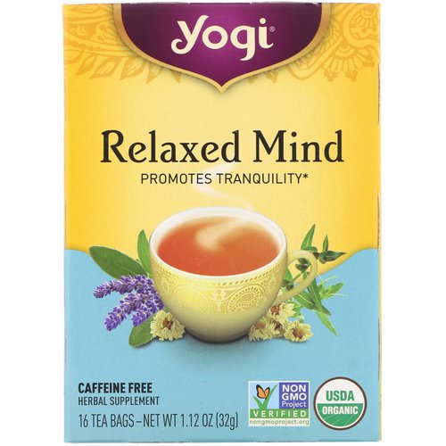 Yogi Tea, Organic Relaxed Mind, Caffeine Free, 16 Tea Bags, 1.12 oz (32 g) فوائد