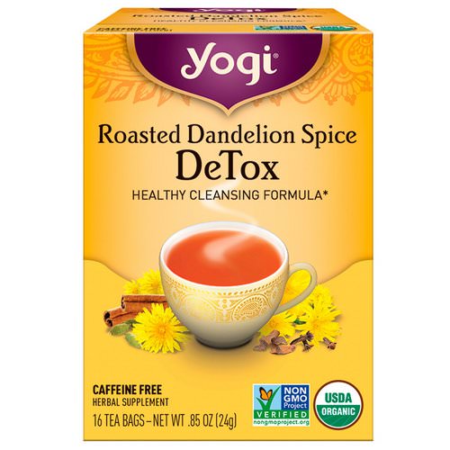 Yogi Tea, Roasted Dandelion Spice Detox, Caffeine Free, 16 Tea Bags, 0.85 oz (24 g) فوائد